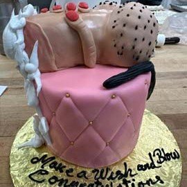 Houston Texas Bachelorette Big Boy Fingers Wrapped on Pink Tiny Cake