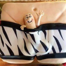 Peek a boo little tiny tot dick peeking out of tiger skin erotic underwear cakes