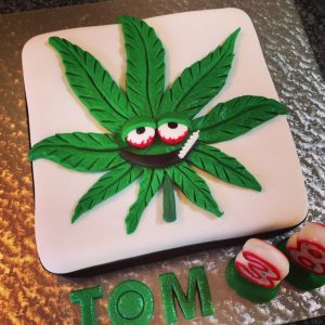 Pot leaf shaped cake