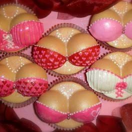 Sweetheart x-rated  tit cup cakes with decorated bras